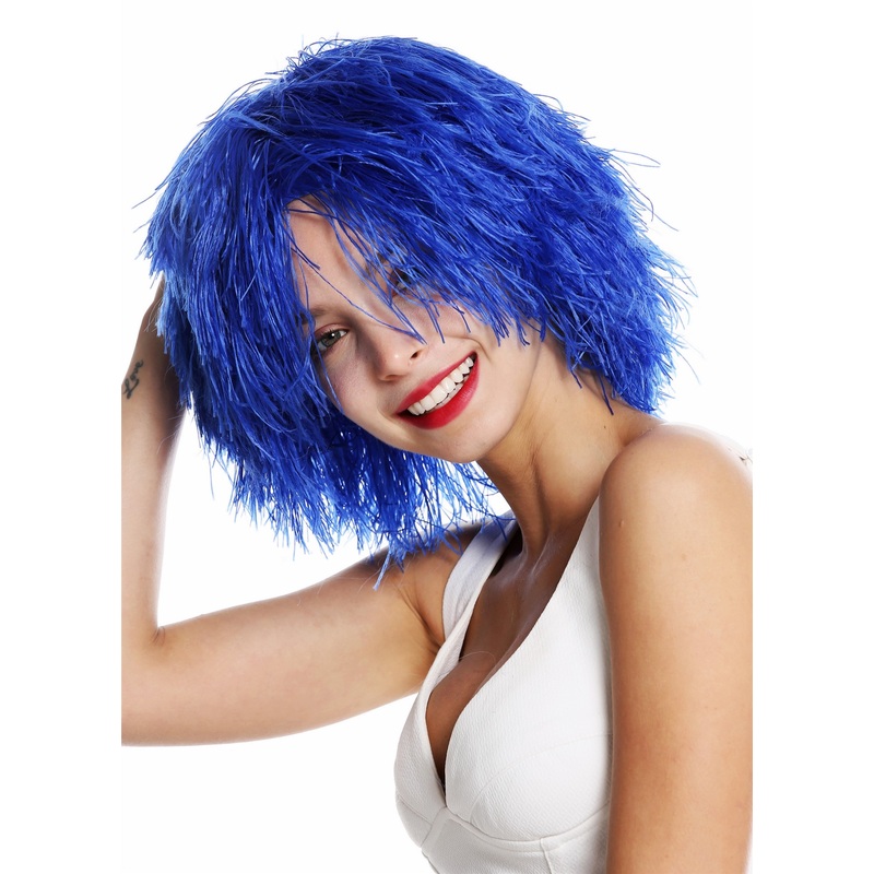 Party Carnival wig women men shaggy strawy voluminous goblin clown blue MMSLW