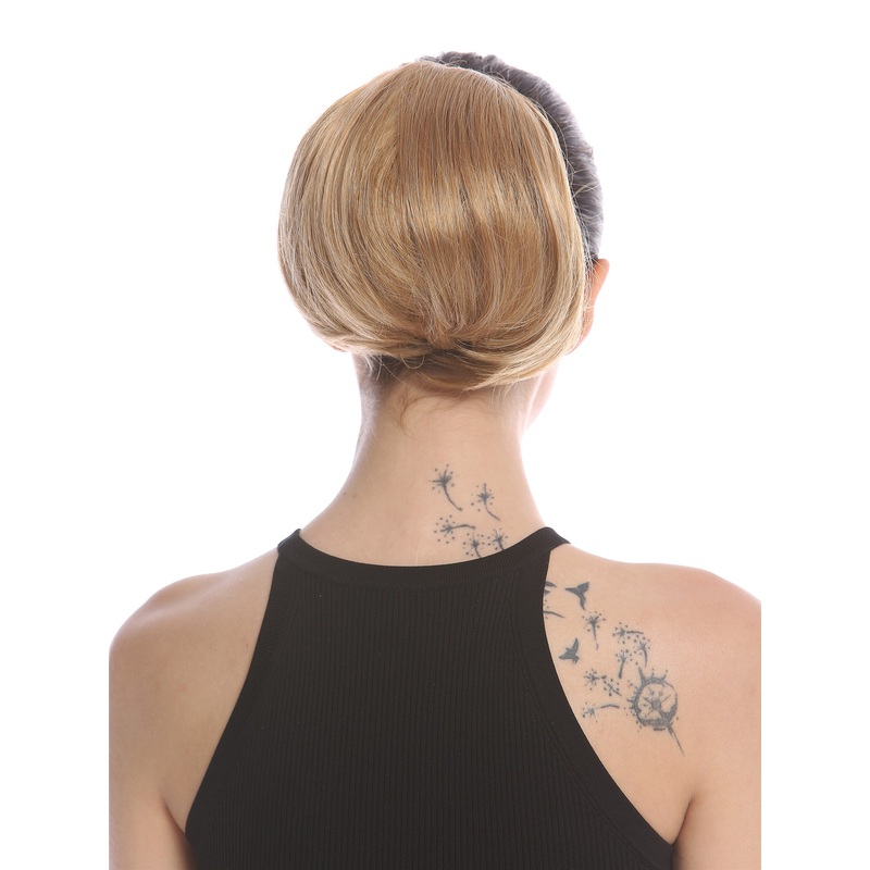 Ponytail Hairpiece short straight voluminous like hair bun copper blond 909AB