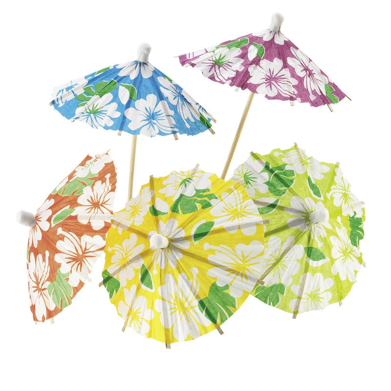 24 Caribbean Dream paper umbrellas multicolored 10cm