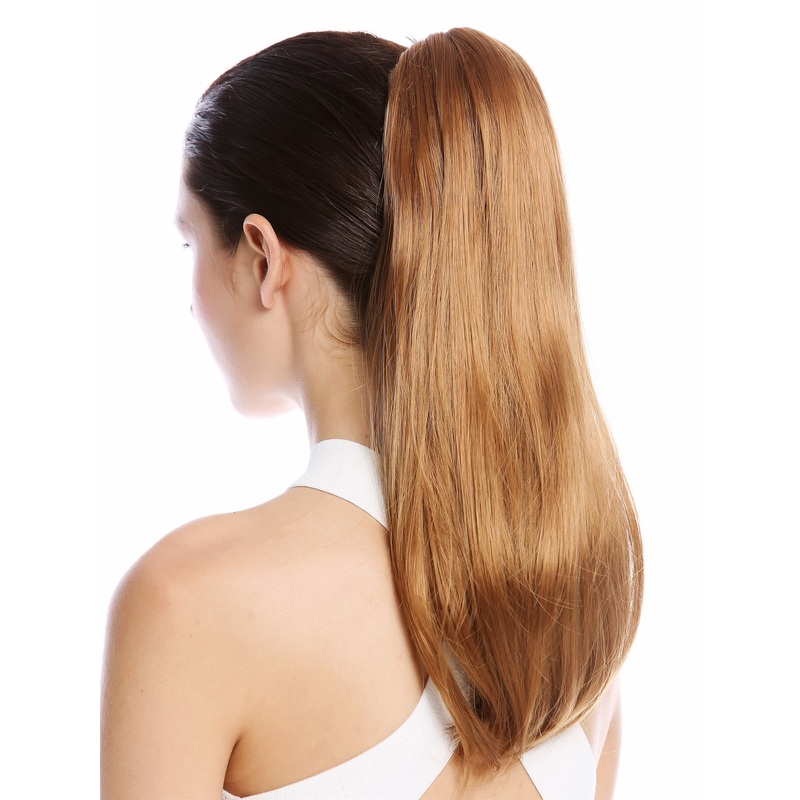 Ponytail Hairpiece Claw Clamp long smooth slightly waved strawberry blond TZB-26