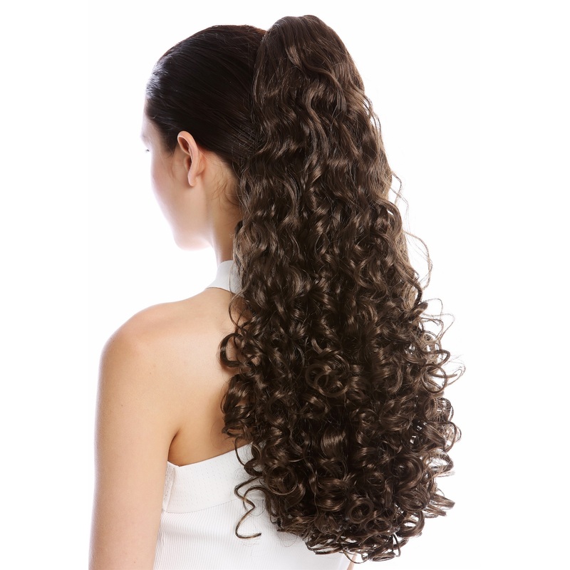 Ponytail Hairpiece very long voluminous curled curls medium brown 9563B-V