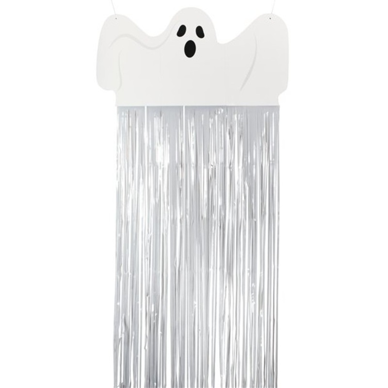 Spooky fringed door curtain