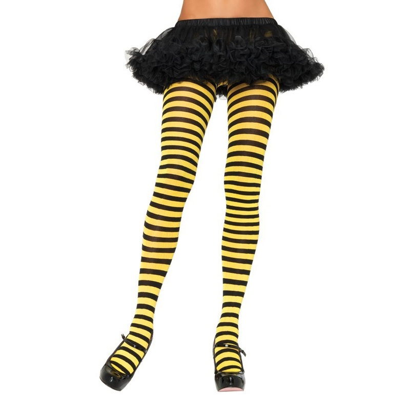 Striped Nylon Tights – Black/Yellow