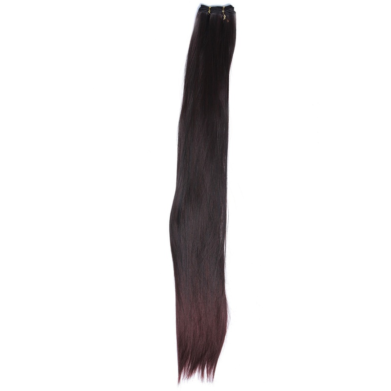Weft tress synthetic hair sleek for wig extension making mahogany brown VK-WEFT