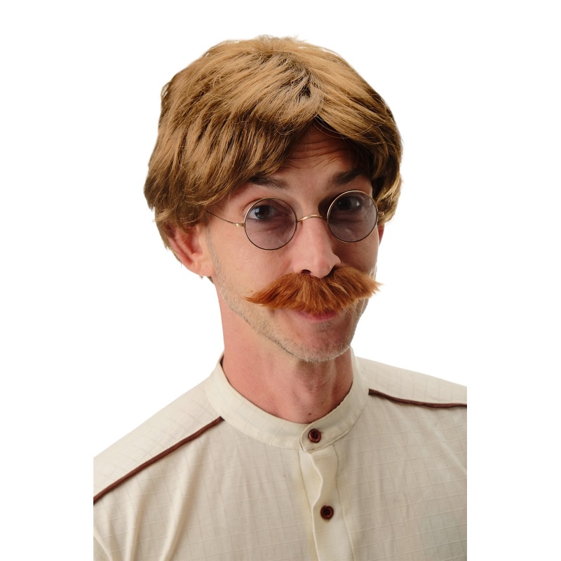 Wig & Mustache brown Halloween Gentleman Georgian Victorian Soldier General 4129