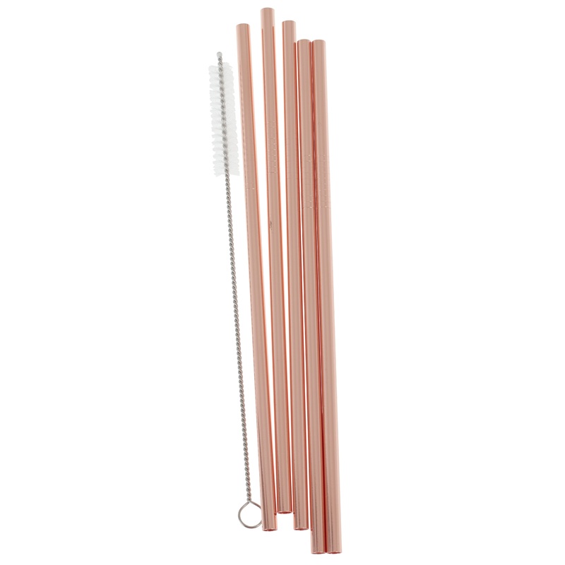 5 reusable straws rose gold
