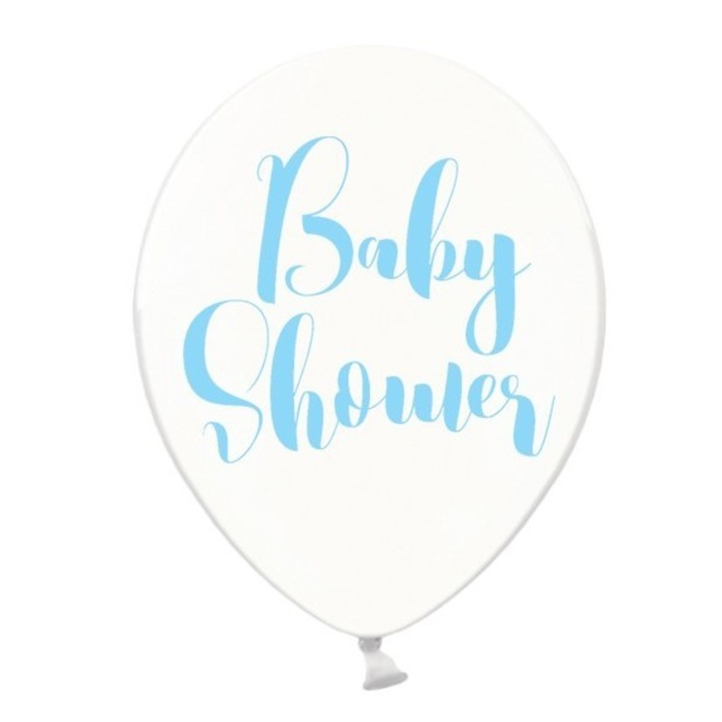 50 white-blue baby shower balloons 30cm