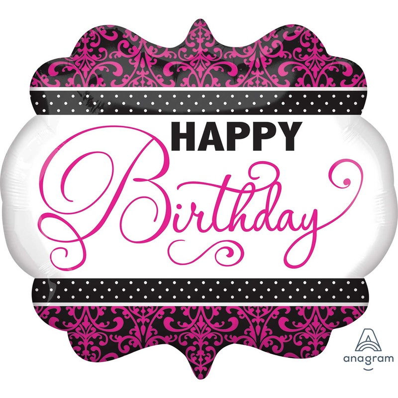 Black, Pink & White Birthday Super Shape Foil Balloons – 28