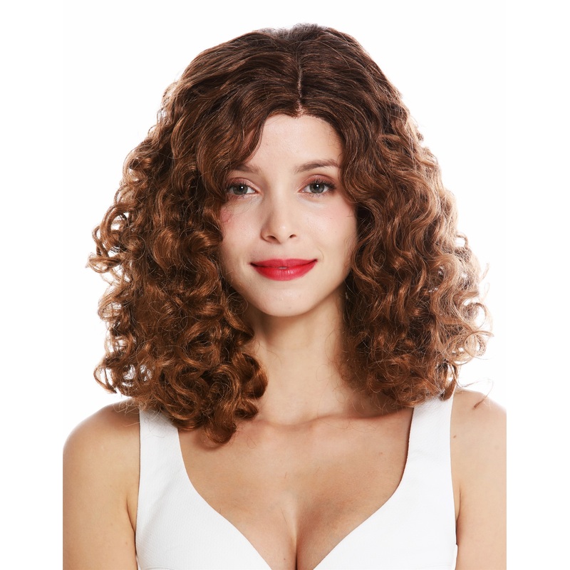 Monofilament lace front lady wig middle parting brown blonde highlights VK-16-MF