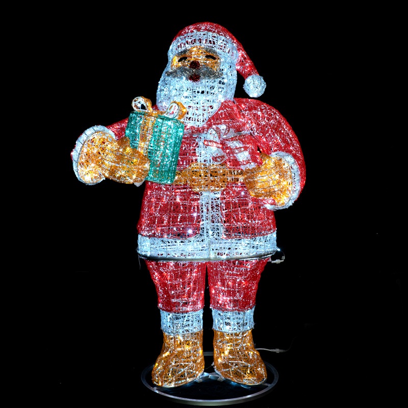 Shanghai Port Shipped RGB Santa Claus 3D Big Motif LED Light with Green Giftbox