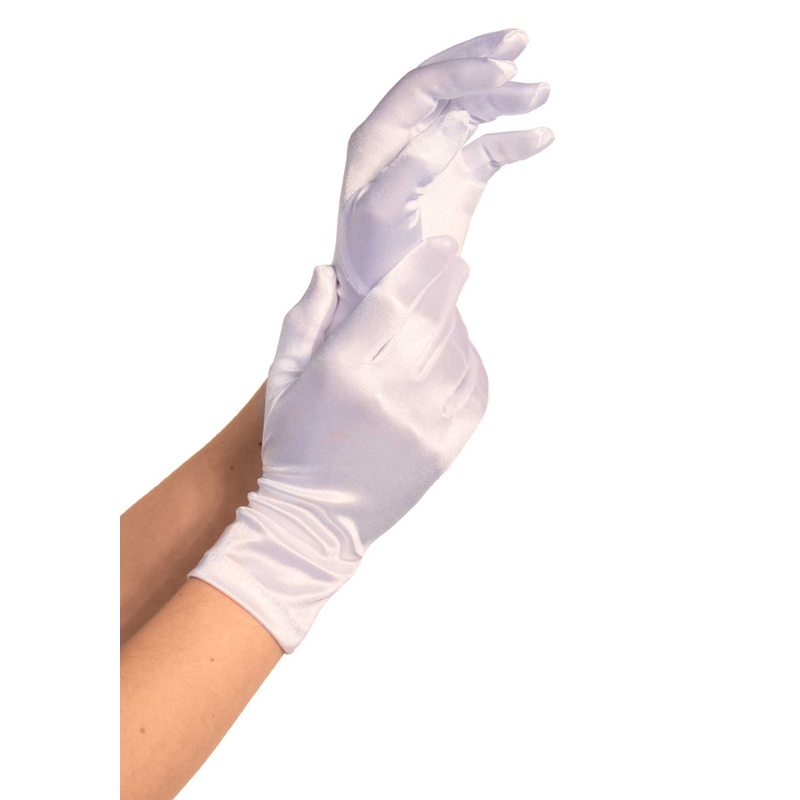 Wrist Length Satin Gloves – White
