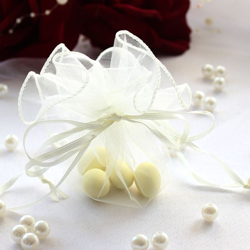 20 organza bags Flora cream 26cm