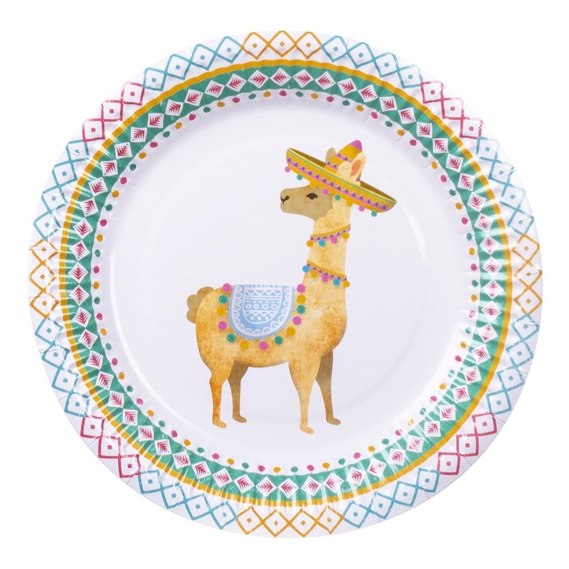6 Llama circus paper plates 23cm