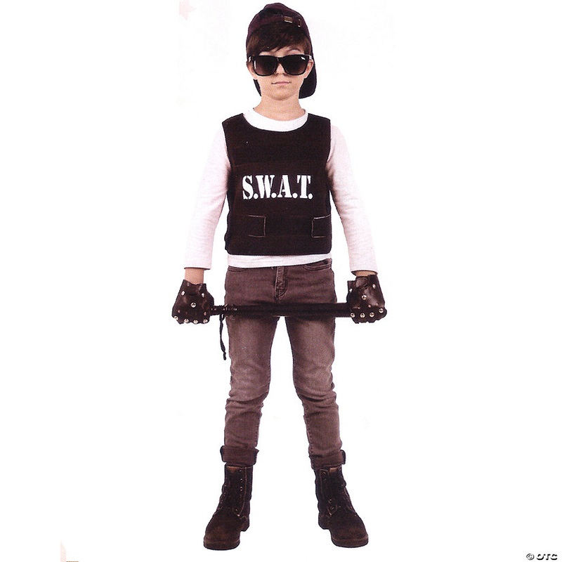 Black and White Swat Team Boy Child Halloween Costume – Medium