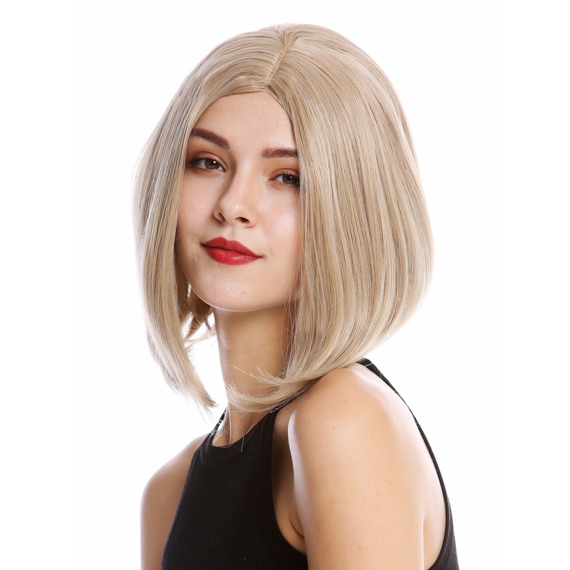 Lady wig short shoulder length Bob straight middle parting blond mix YZF-4370