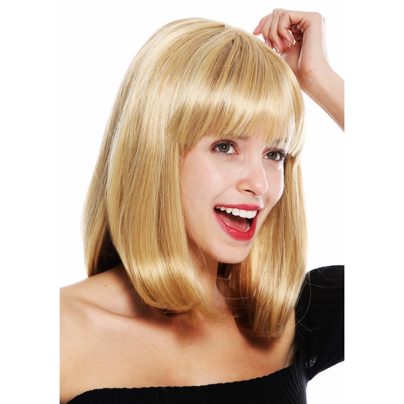 Women’s wig short shoulder length fringe sleek blonde light blonde mix VK-1