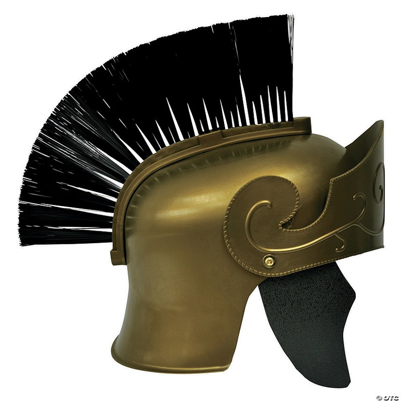 Adults Gold Roman Helmet with Black Brush