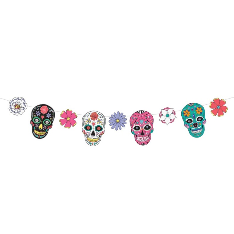 Day of the Dead Sugar Skull Garland 1.2m