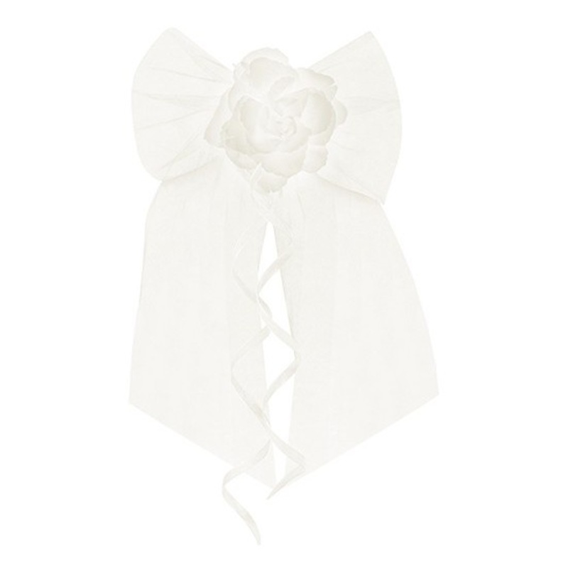 2 satin bows with rose car deco 18cm