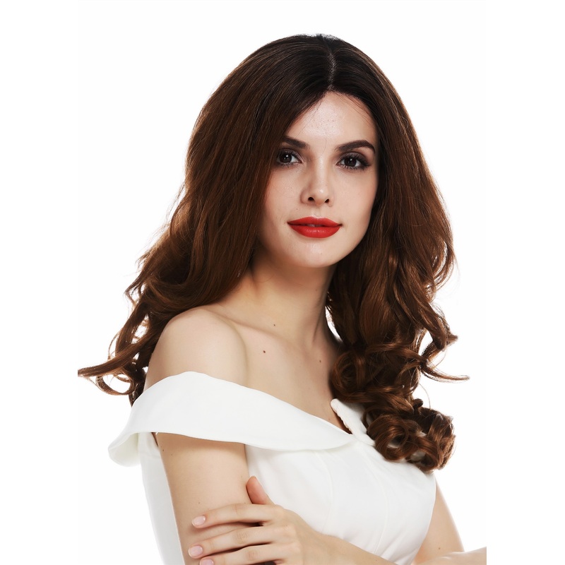 Lady wig lace front mono long curls balayage brown copper blonde DW2193-MF