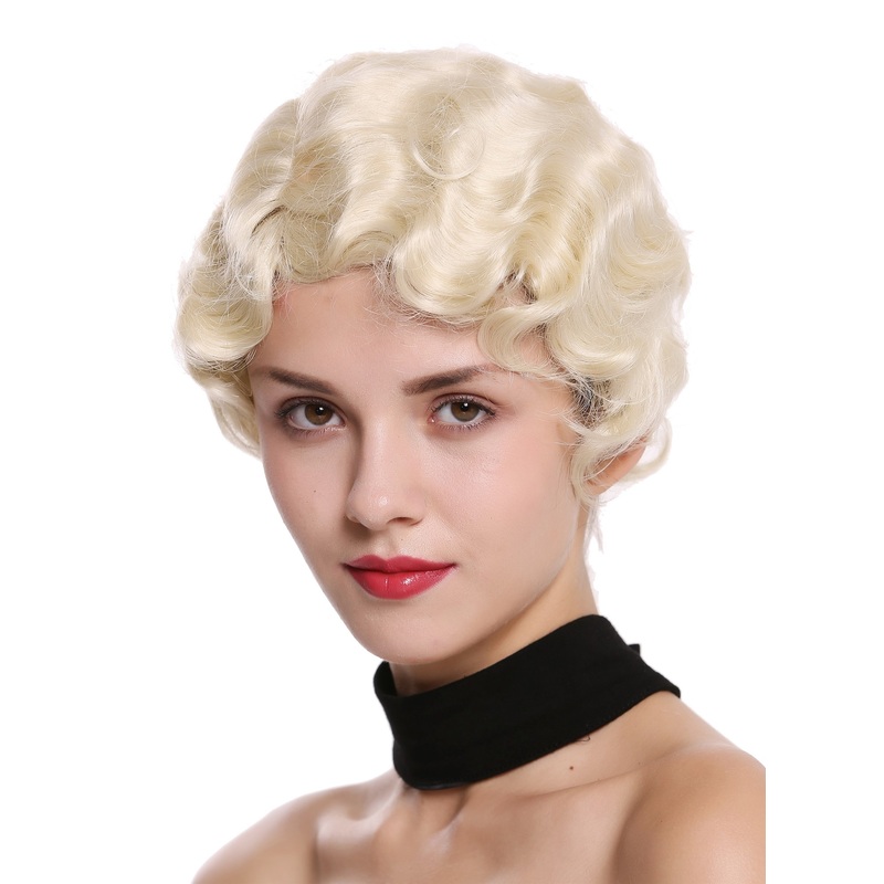 Lady wig short 20s wavy parting Swing Hollywood Glamour platinum blonde LD501