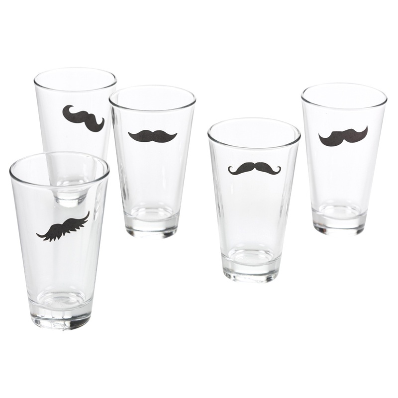 Party glass marker stickers with sweet mustache motif 16 pieces