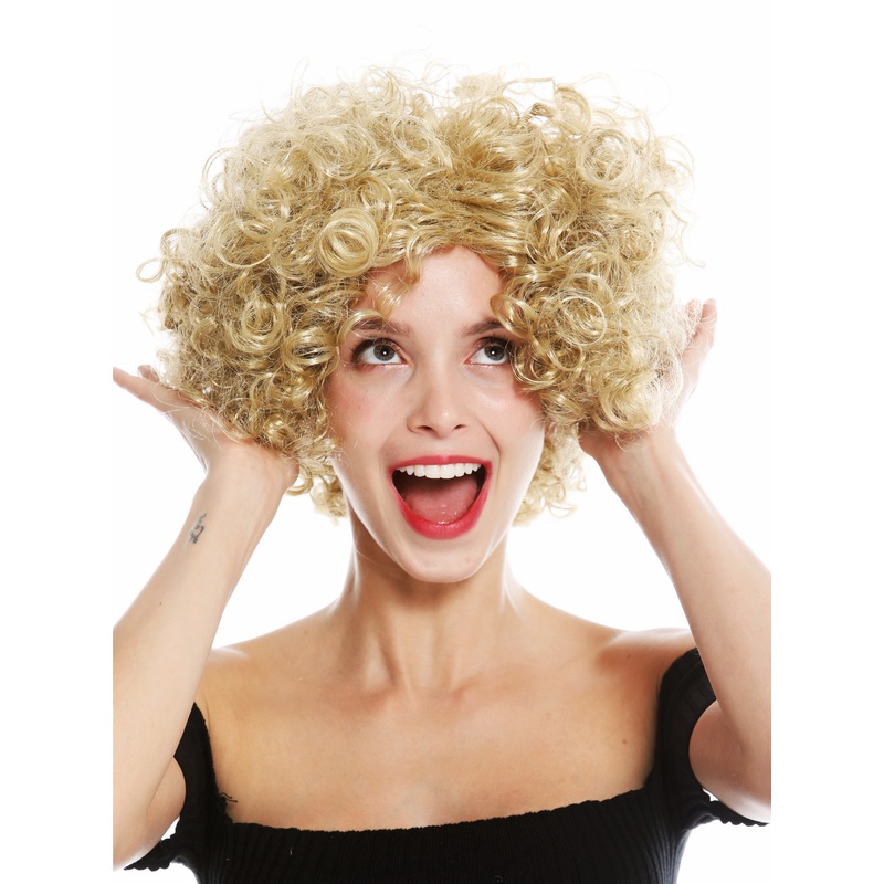 Women’s party wig carnival Halloween Diva short curly middle parting blonde 1352