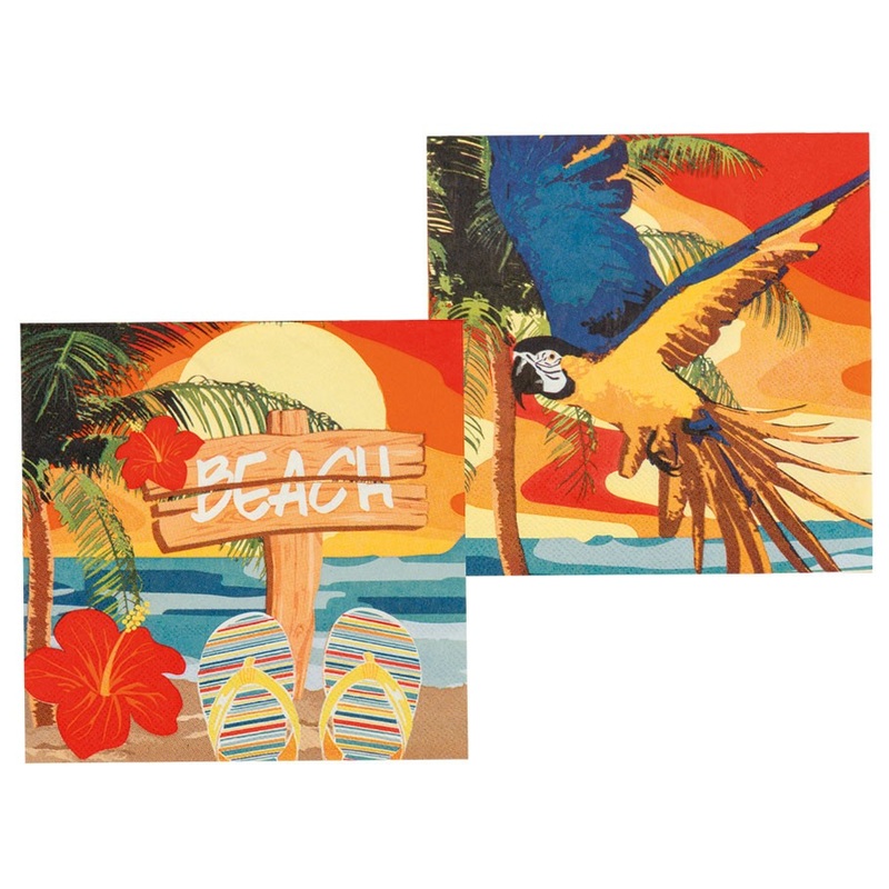 12 Tropical Hawaiian Napkins 33cm x 33cm