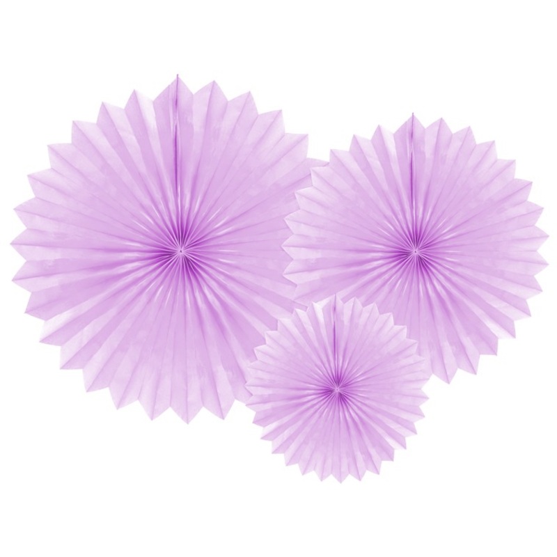 3 paper rosettes party star lavender