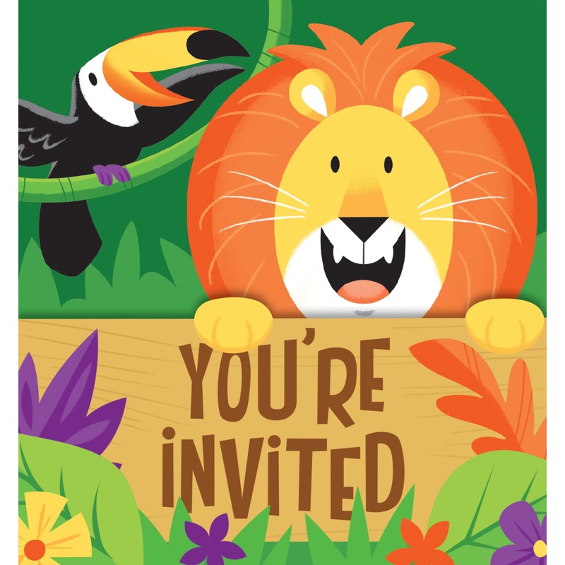 8 safari adventure invitation cards