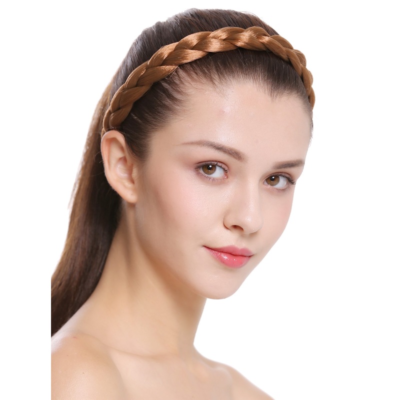 Hair band loop Alice band plaited traditional 1 inch wide dark blonde CXT-007