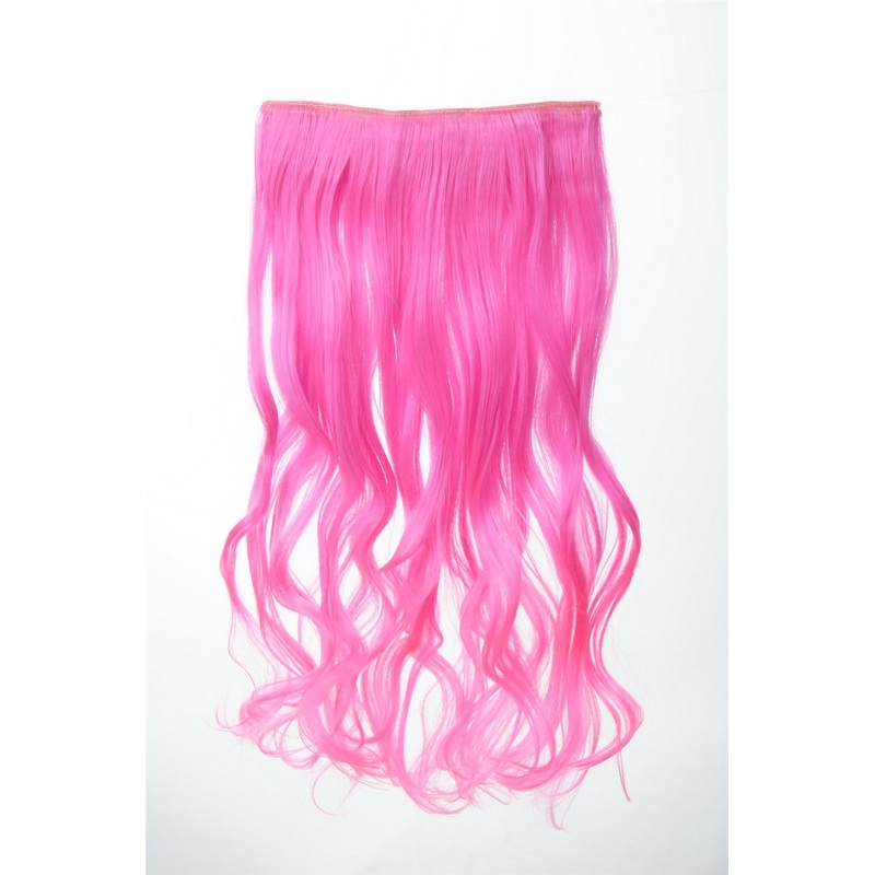 5 Clip-In Extension Hairpiece curled curls Ombre Pink Light Pink-Neon Pink YZF-3180P-T1855TT2124