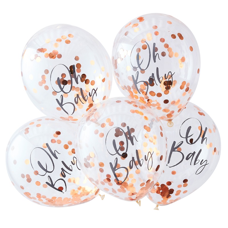 5 Newborn Star Oh Baby confetti balloons 30cm