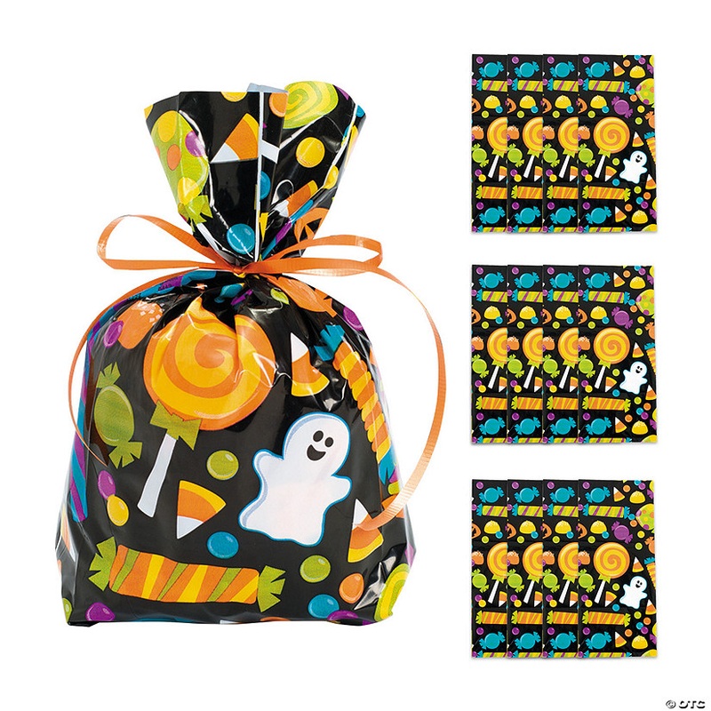 5 x 11 1/2 Halloween Ghost Cellophane Treat Bags – 12 Pc.