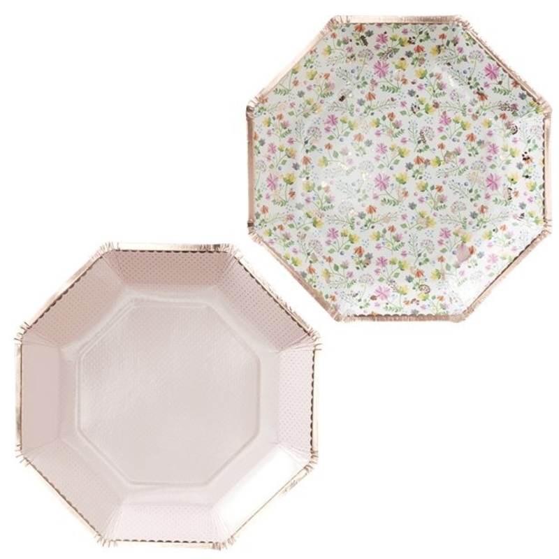8 Wild Flowers paper plates 23cm