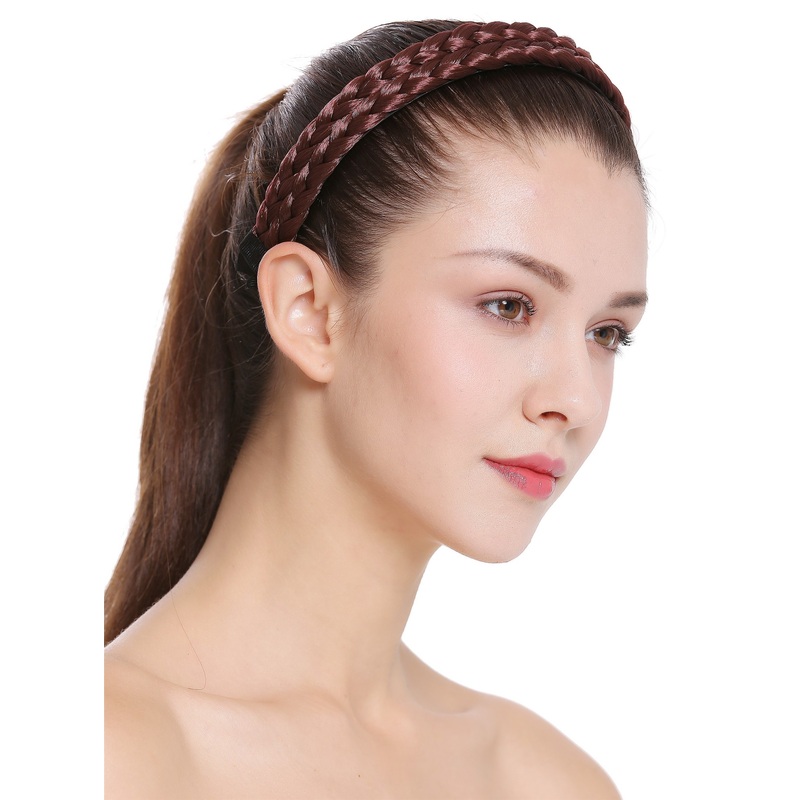 Hair loop Alice band plaited traditional 1 inch wide braid auburn CXT-002