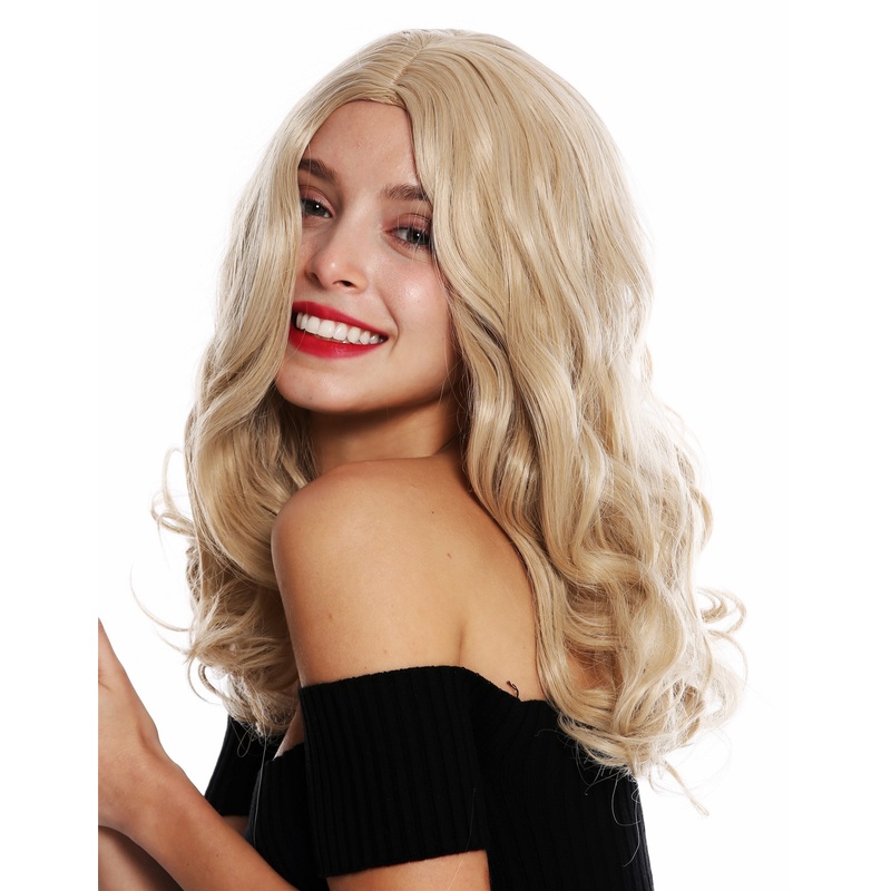 Lady wig long voluminous curly middle parting blonde light blond mix GFW3070A