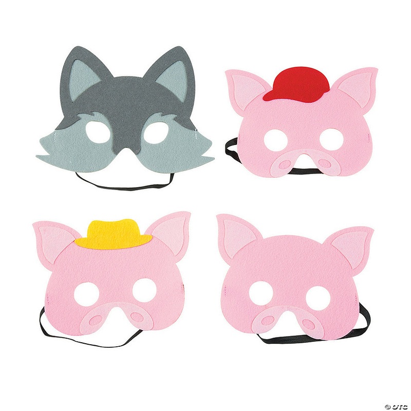 Three Little Pigs & Big Bad Wolf Masks – 4 Pc.