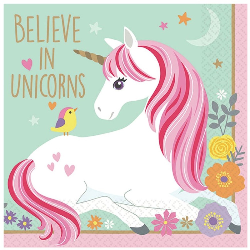 16 Magical Unicorn Ella Napkins 33cm