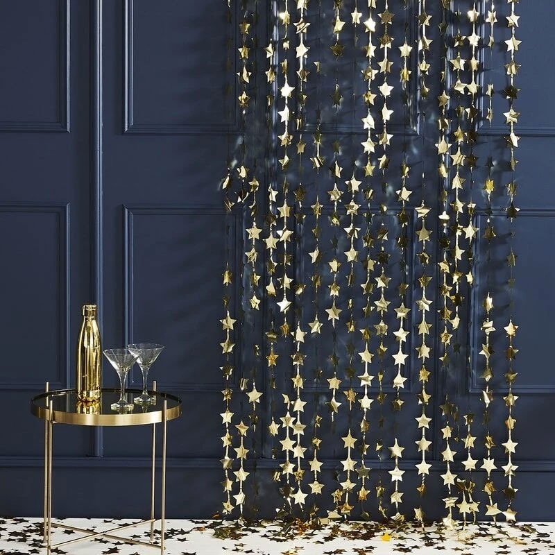 Gold Star Wall Backdrop 2m