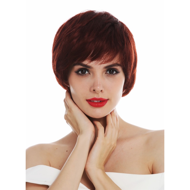 Lady wig short pixie androgynous red reddish brown full monofilament DW-1682-FHT