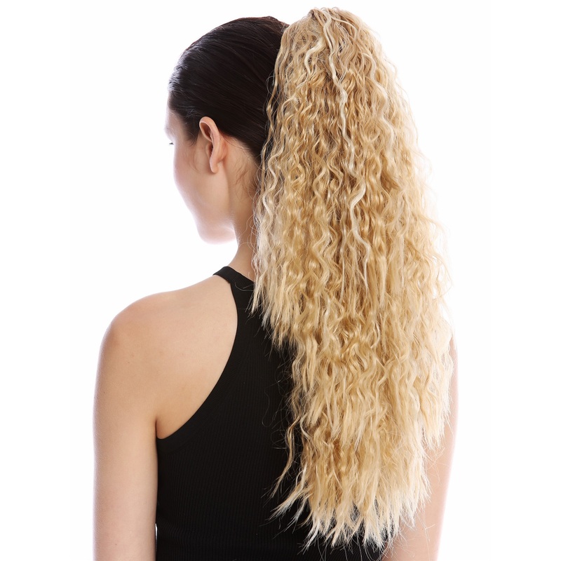 Ponytail very long voluminous curled kinked kinks blond platinum highlights N461