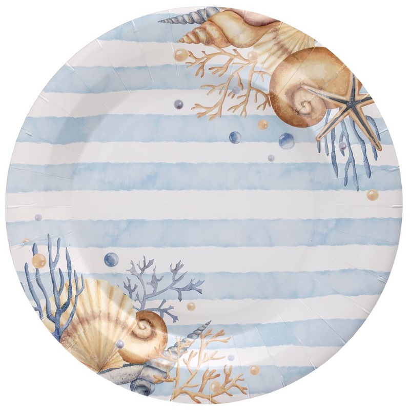 10 Sea Shine Paper Plates 22cm