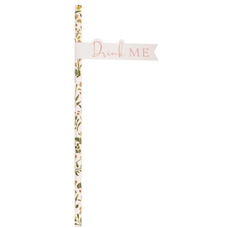 16 floral drinking straws