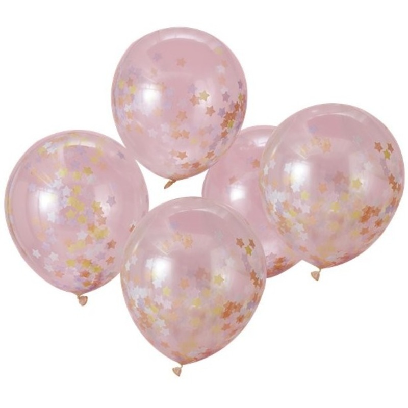 5 star swirl confetti balloons 30cm