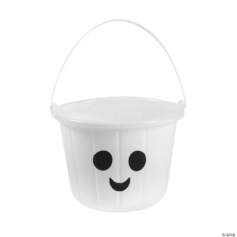 6 1/2 x 7 Ghost White Plastic Trick-or-Treat Buckets – 12 Pc.