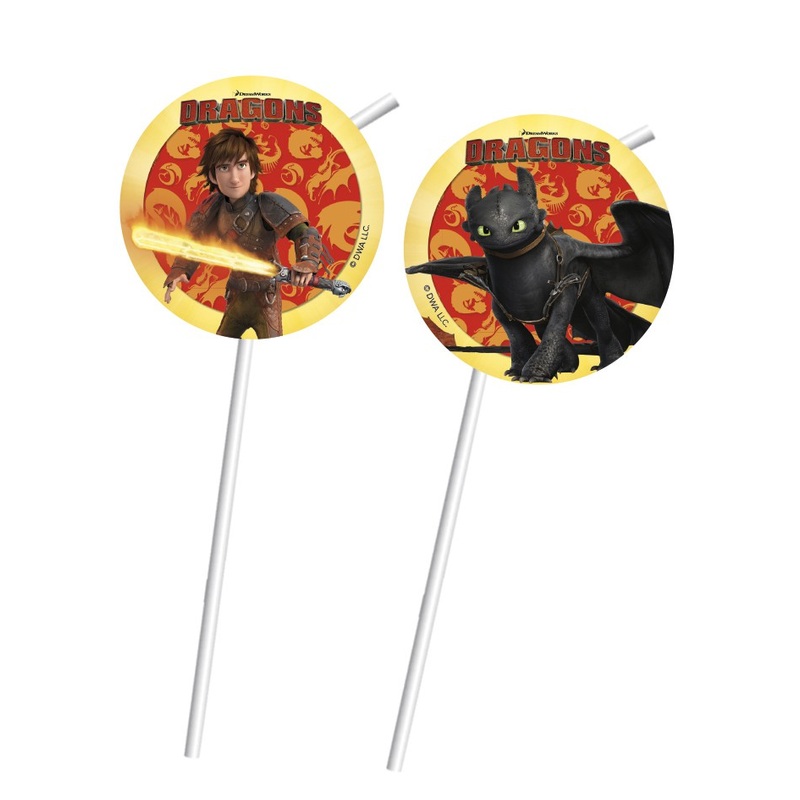 6 Dragons Flexi straws 24cm