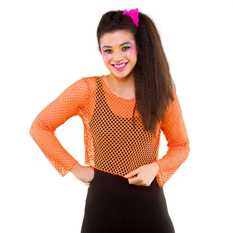 80’s Fishnet Top – Neon Orange