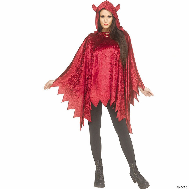 Adults Red Velour Devil Poncho Costume – One Size