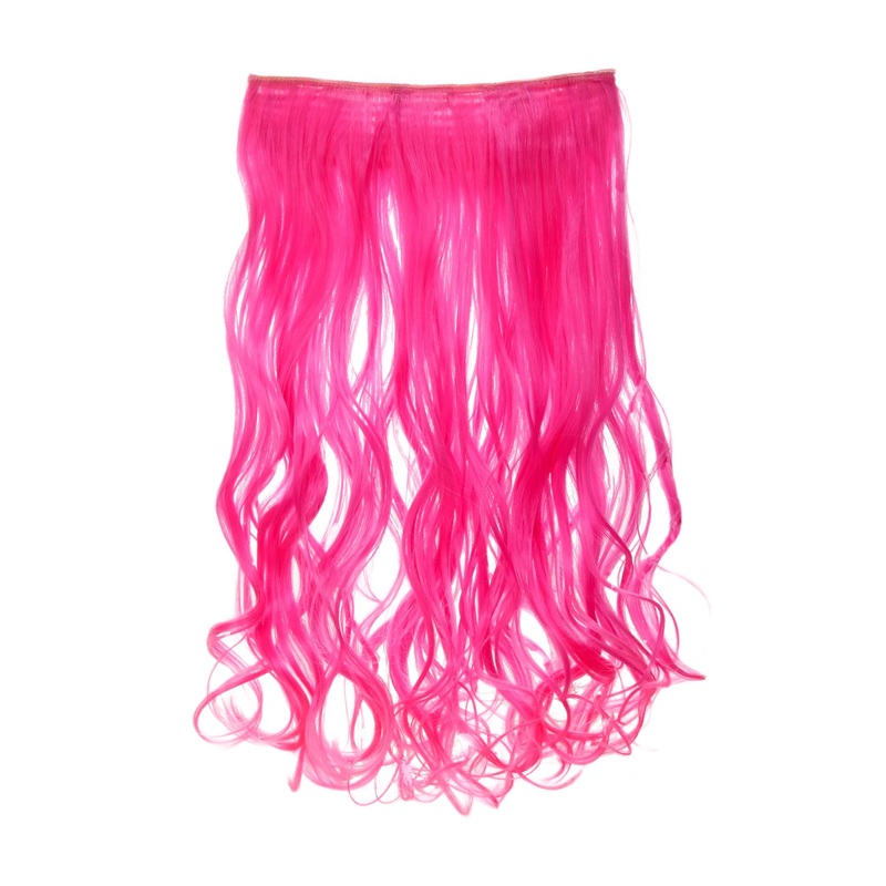 Hairpiece Extension wide 5 clips wavy neon purple-neon pink mix YZF-3180-T1855TT2124